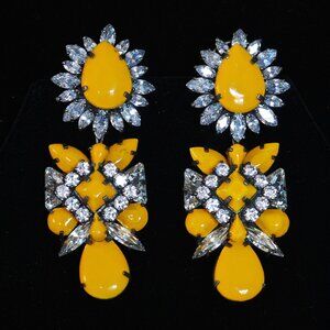 Shourouk Blondie Yellow Earrings With Swarovski Crystals - France
